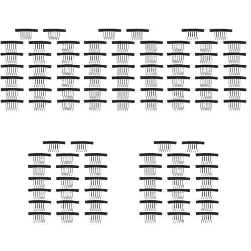 100Pièces Clips Fixation Perruque Plastique Noir 2