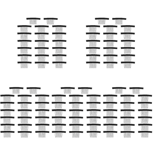 100Pièces Clips Fixation Perruque Plastique Noir 1