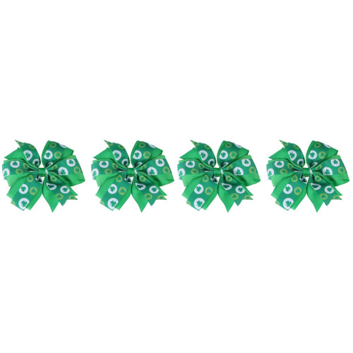 2Paires Clips Vert Saint Patrick Tissu Durable Motif Trèfle 1