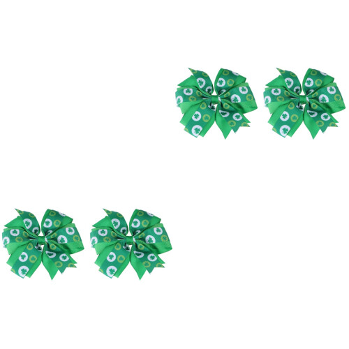 2Paires Clips Vert Saint Patrick Tissu Durable Motif Trèfle 2
