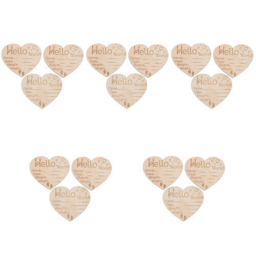 15Pièces Décor Bébé Bois Khaki Photo Noms 2
