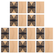 40Pièces Cartes Invitation Noires Ajourées Style Floral Chic