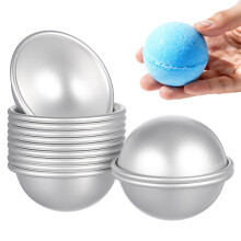 48Pièces Moules Aluminium Semi-Sphériques DIY Balles Bain Argenté