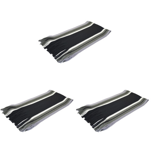 3Pièces Foulard Rayé Noir Usage 1