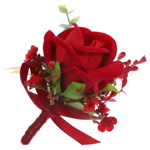 2Pièces Accessoire Mariage Boutonnière Rouge Résistante Chic