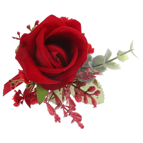 2Pièces Accessoire Mariage Boutonnière Rouge Résistante Chic 2
