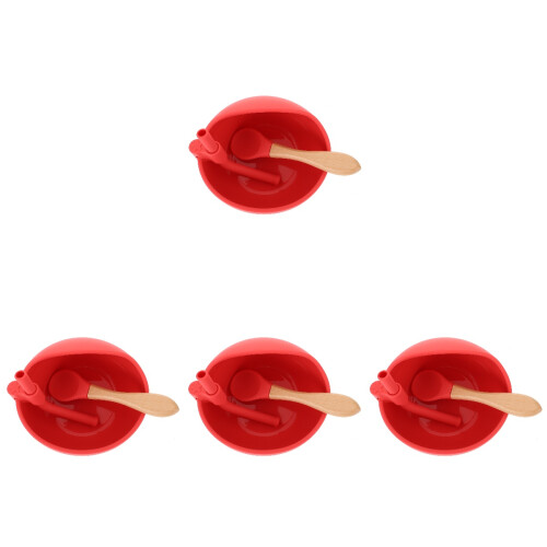 4Ensembles Bols Pour Bébé Silicone Rouge Avec 2