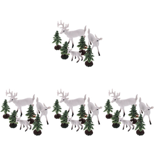 4Sets Assorted Color PVC Mini Trees and Deer Models for Diorama Use 2