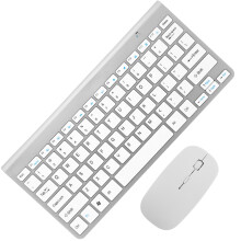 3Sets Wireless Keyboard Mouse Combo Silver Quiet Space-Saving Design