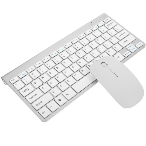 3Sets Wireless Keyboard Mouse Combo Silver Quiet Space-Saving Design 1