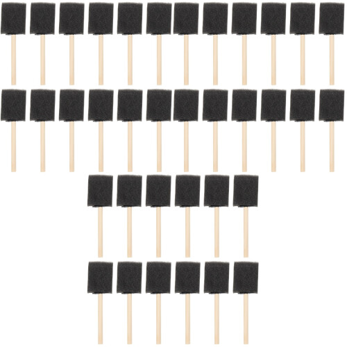 60Pièces Brosse Éponge Peinture Manche Bois Usage Enfants 2