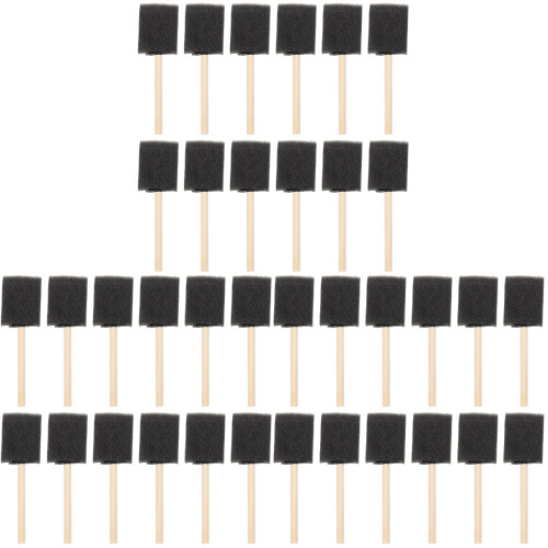 60Pièces Brosse Éponge Peinture Manche Bois Usage Enfants 1