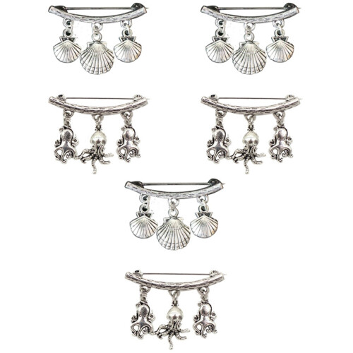 6Pcs Elegant Silver Alloy Shawl Clips for Sweaters and Jackets 2