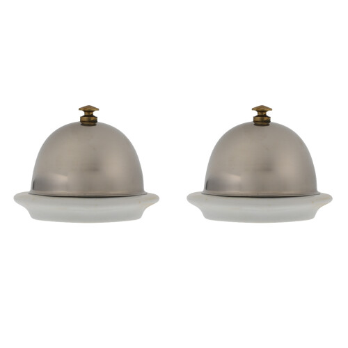 2Pcs Ceramic Butter Dish Silver Covered for Spices Dessert Serving 1