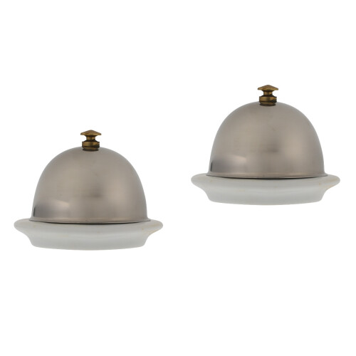 2Pcs Ceramic Butter Dish Silver Covered for Spices Dessert Serving 2