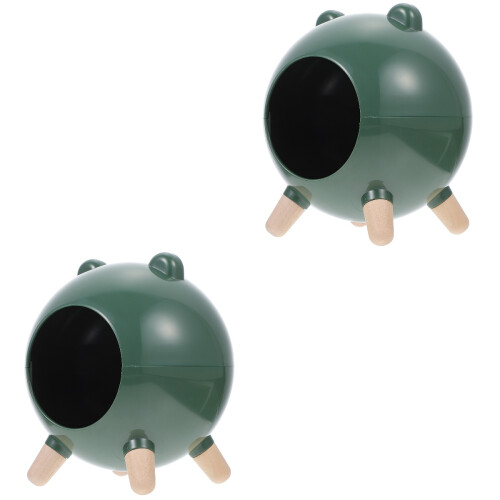 2Pcs Decorative Hamster House Green ABS Wood Durable Hideout 2