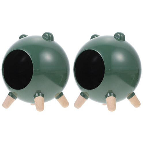 2Pcs Decorative Hamster House Green ABS Wood Durable Hideout 1