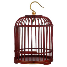 3Pcs Wood and Metal Bird Cage Hanging Cage for Small Pets Dark Red