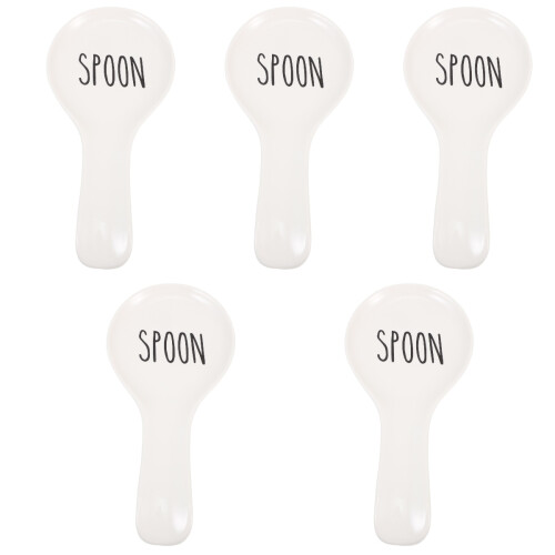 5Pcs Ceramic Spoon Rest White Kitchen Utensil Holder Dishwasher Safe 2