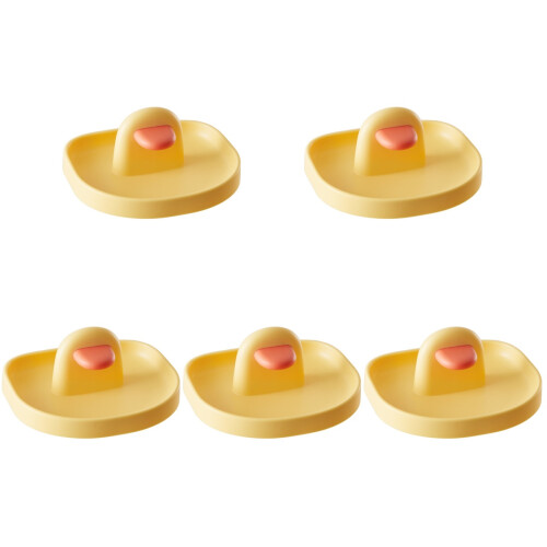 5Pcs Yellow Plastic Kitchen Pot Lid Holder Desktop Lid Organizer 1