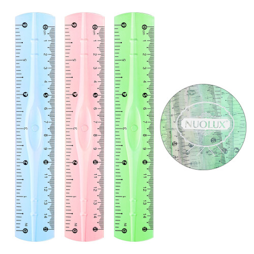 3Pcs Plastic Rulers Transparent Assorted Color for Kids Use 1
