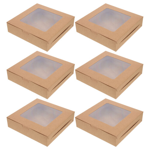 12Pcs Brown Kraft Cupcake Containers Cake Carrier with Clear Display 2