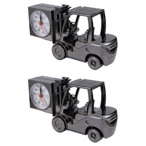 2Pcs Plastic Forklift Desktop Clock Retro Style Study Decoration 2