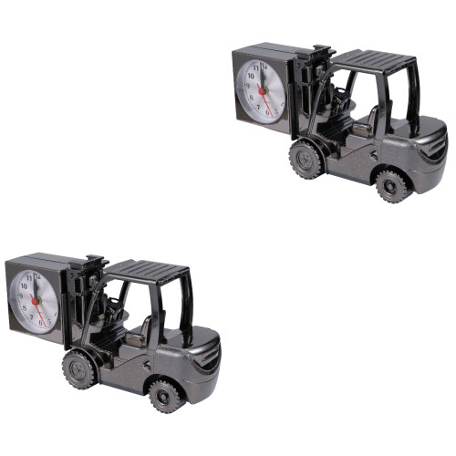 2Pcs Plastic Forklift Desktop Clock Retro Style Study Decoration 1