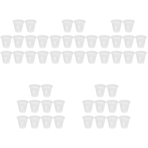 50Pcs White Plastic Hydroponic Net Cups Slotted Plant Nursery Pots 2