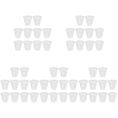 50Pcs White Plastic Hydroponic Net Cups Slotted Plant Nursery Pots 1