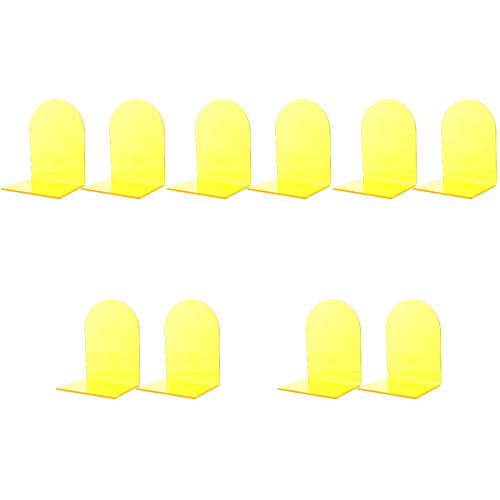 10Pcs Yellow Plastic Bookends L-Shaped Desktop Book Organizer for Home 2