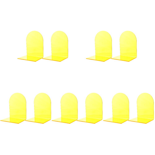 10Pcs Yellow Plastic Bookends L-Shaped Desktop Book Organizer for Home 1