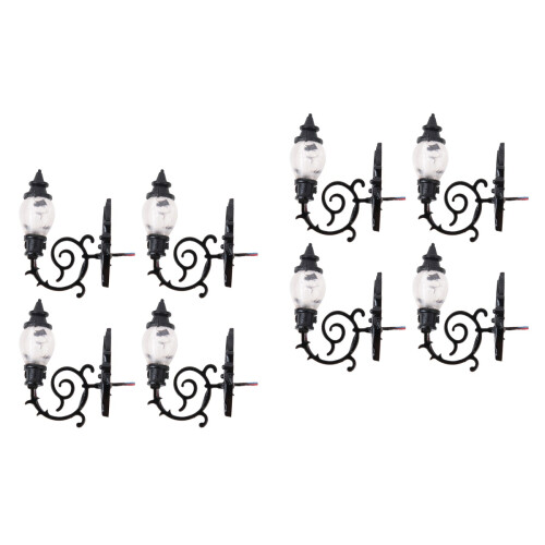 8Pcs Black Mini Wall Lamp Model LED Lights for Micro Landscaping Decor 2