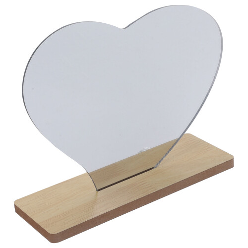 2Pcs Durable Acrylic Irregular Desk Mirror with Wooden Base for Vanity