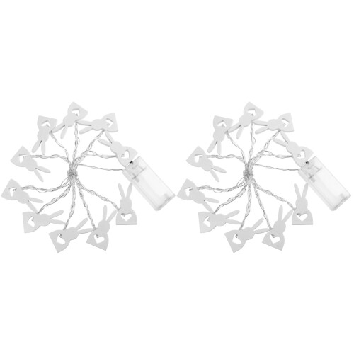 2Pcs White LED String Lights Wooden Rabbit Shape for Lighting Decor 2