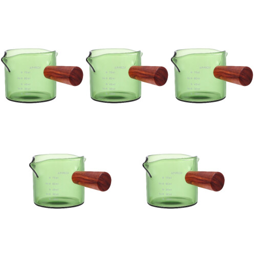 5Pcs Green Glass Milk Container with Wooden Handle for Kitchen 2