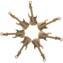 250Pcs Zinc Alloy Dark Brown Guitar Charms Miniature Decor for DIY