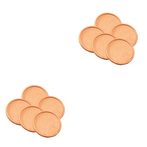 10Pcs Light Brown Wood Coasters Drink Pads Kitchen Table Decor 2