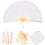4Pcs White Bamboo Lace Folding Fans Lightweight Handheld Dance Props 9