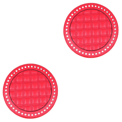 2Pcs Red Bag Bottom Base Pad Durable PU Material for Handmade DIY Bags 2
