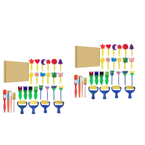 58Pcs Creative DIY Painting Sponge Brushes with Handle Assorted Colors 2