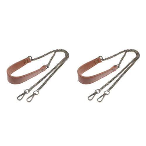 2Pcs Brown Replacement Strap with Metal Chain for Handbags 1