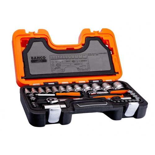 Bahco Bahco S560 1/4 & 1/2in Drive Socket Set, 56 Piece 1