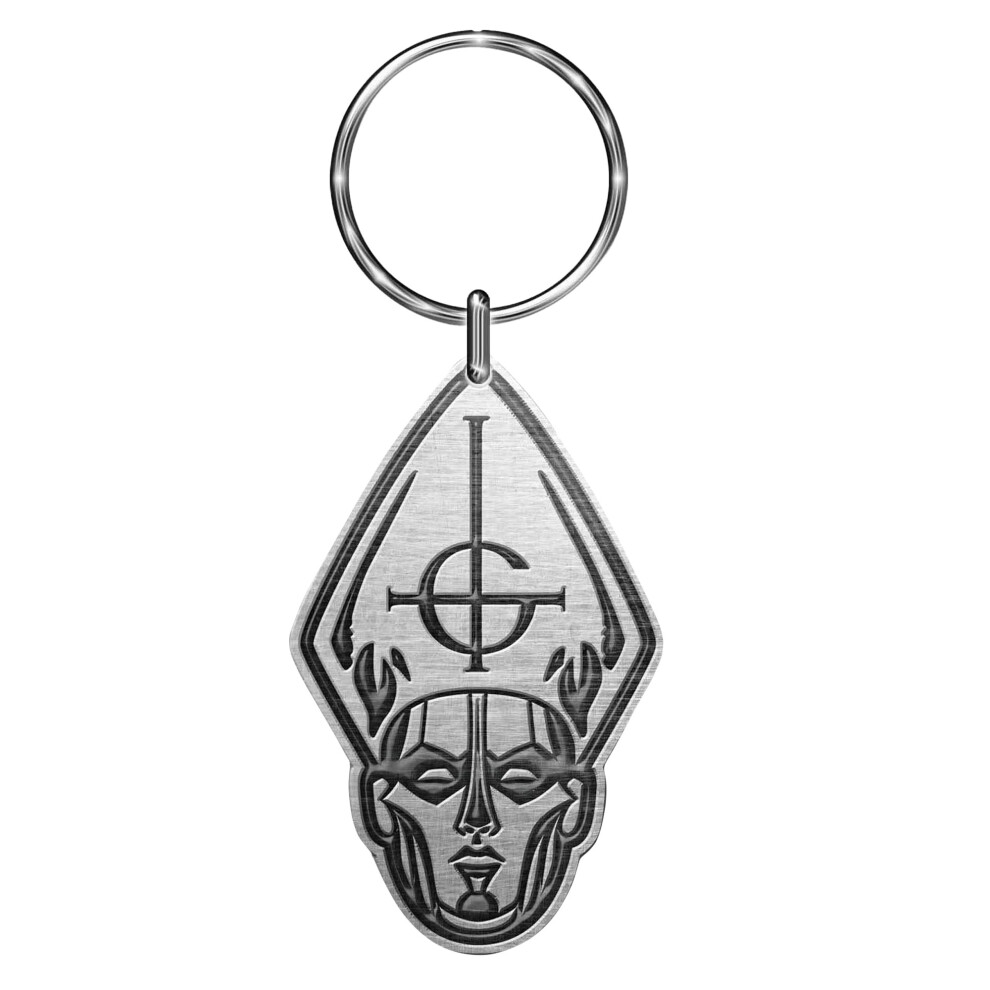 Ghost Papa Head Die Cast Keyring Silver