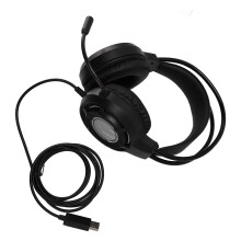 Wired USB Gaming Headset, RGB Lights, 50mm Speakers, 2m Cable