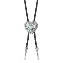 Vintage Western Cowboy Bolo Tie Heart Stone-Ancient silver
