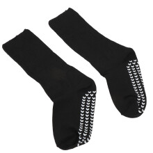 Nicht einschnürende weite Socken für Männer und Frauen hoch elastisch gestrickt mit Grips Schwarz S/M