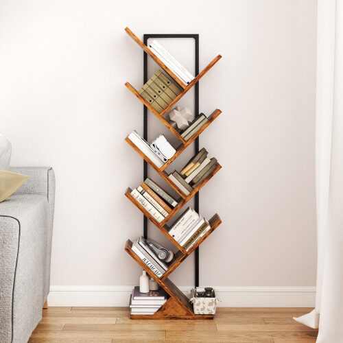 Levede 9-Tier Space-Saving Tree Bookshelf