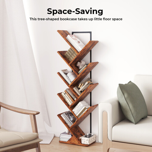 Levede 9-Tier Space-Saving Tree Bookshelf 1