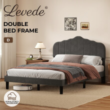 Levede Double Scalloped Linen Bed Frame